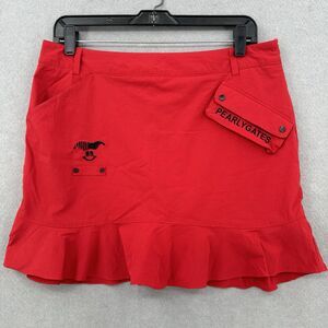 Golf Skort Pearly Gates Womens US 12 Pickleball Red Ripstop Skirt/Shorts EUC